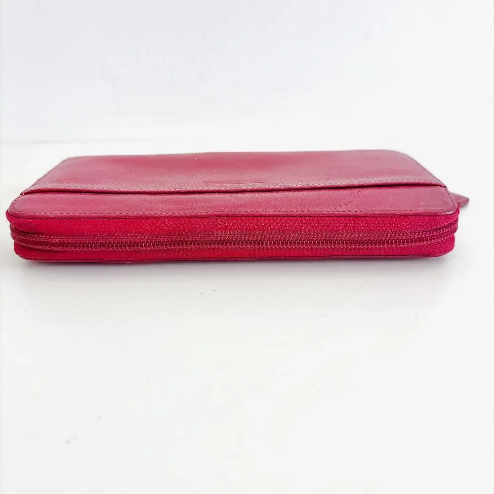LEVENGER RED LEATHER ZIP-AROUND ACCORDION CONTINENTAL WALLET